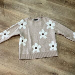 SHEIN Beige Floral Sweater